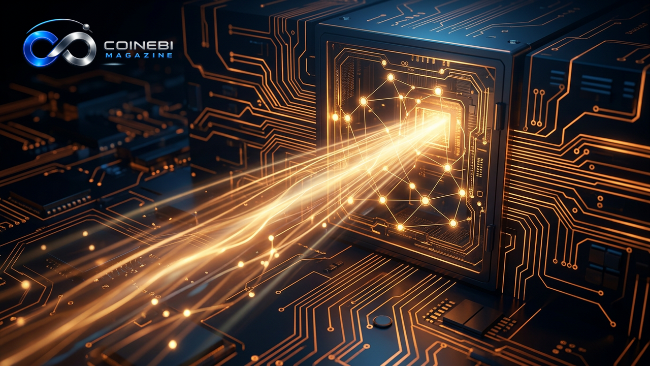 Amber and blue light streams, crucial Bitcoin quantum solution