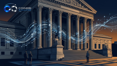 A neo-classical government building representing the CLARITY Act draft negotiations.