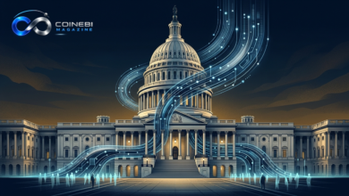 The CLARITY Act endorsement path highlighted by digital data lines.