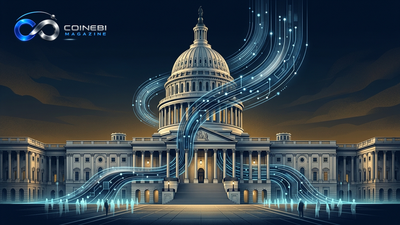 The CLARITY Act endorsement path highlighted by digital data lines.