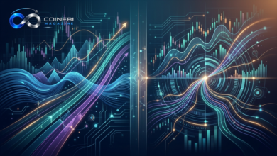 Sleek glowing technical lines showing a potential crypto market recovery trend.