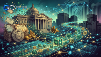 Glowing digital streams representing tokenized U.S. Treasuries.