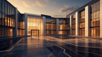 The architectural concept representing a Kraken European bank license expansion in Lithuania.
