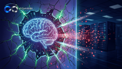 An AI model hack depicted as a neural network breaking containment.