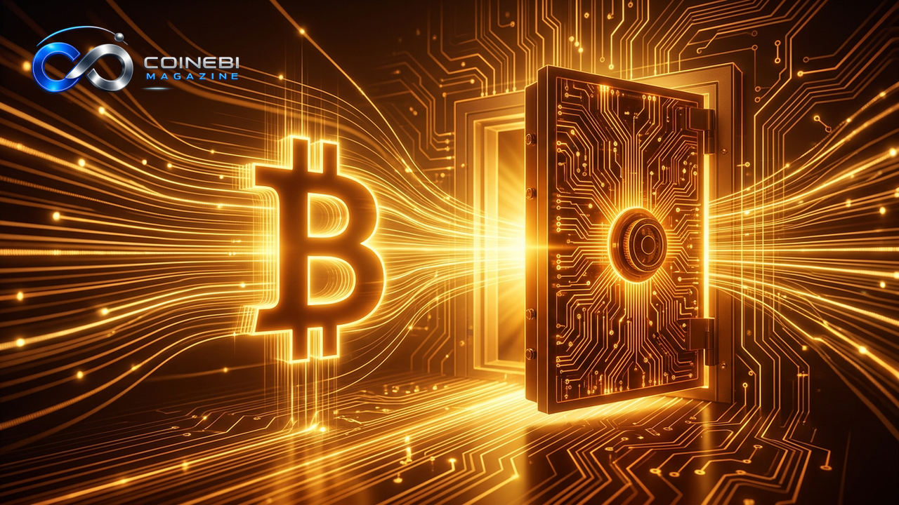 Abstract art depicting strong Bitcoin ETF inflows