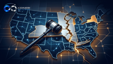 A digital map illustrating the complexities of prediction market regulation in America.