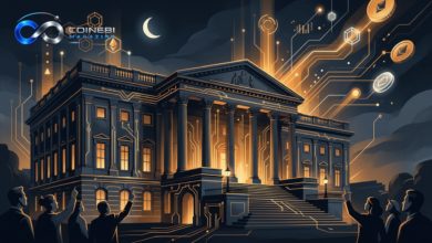 US Senate building graphics representing the debate on Trump's crypto profits