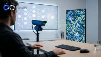 A close-up of digital patterns representing AI surveillance camouflage obscuring scanners.