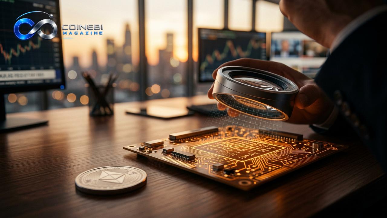 A visual metaphor showing bitcoin wallet security undergoing advanced digital analysis.