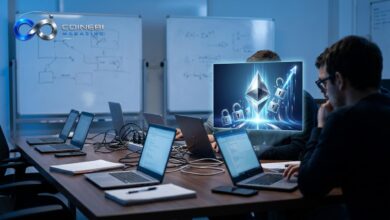 A visual representation of an on-chain Ether short squeeze liquidation cascade.