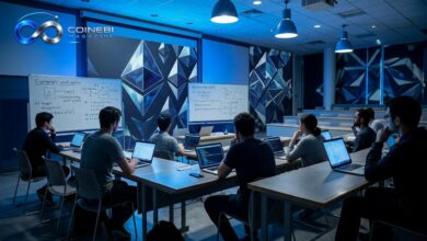 A secure digital environment showing Ethereum proof systems transitioning to binary fields