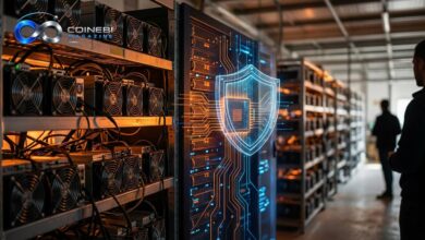 A secure digital mining server node representing Zcash mining power