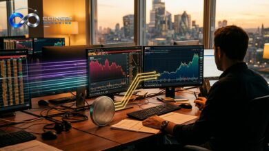 Visual metaphor representing the bitcoin capital rotation away from technology stocks.