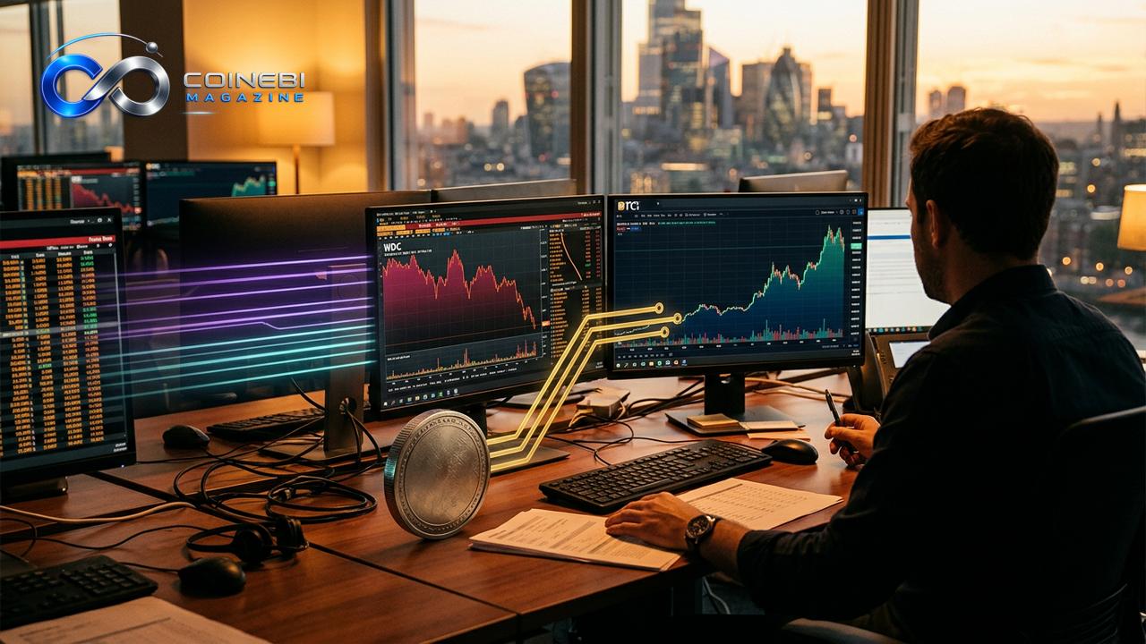 Visual metaphor representing the bitcoin capital rotation away from technology stocks.