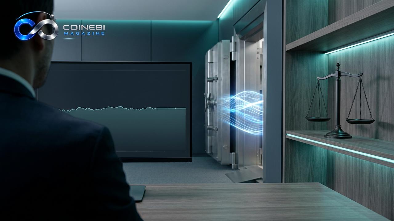 The U.S. Bank stablecoin system flowing through a secure banking portal.